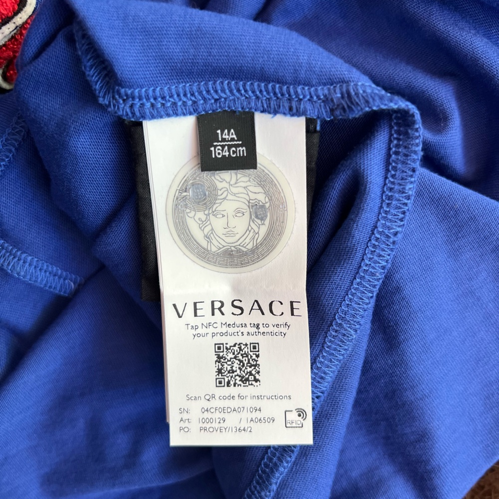 Versace Royal Blue Tee with Red Logo - Picture 5 of 5